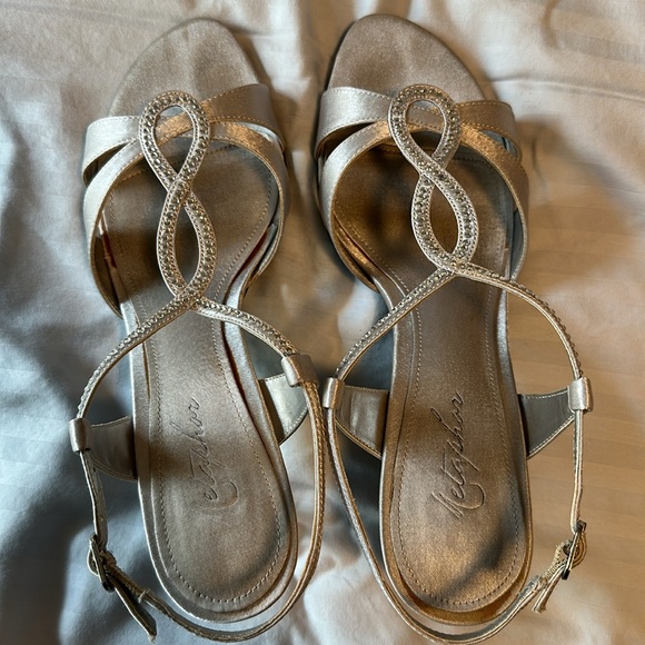 Silver Strappy Kitten Heels - Picture 3 of 4